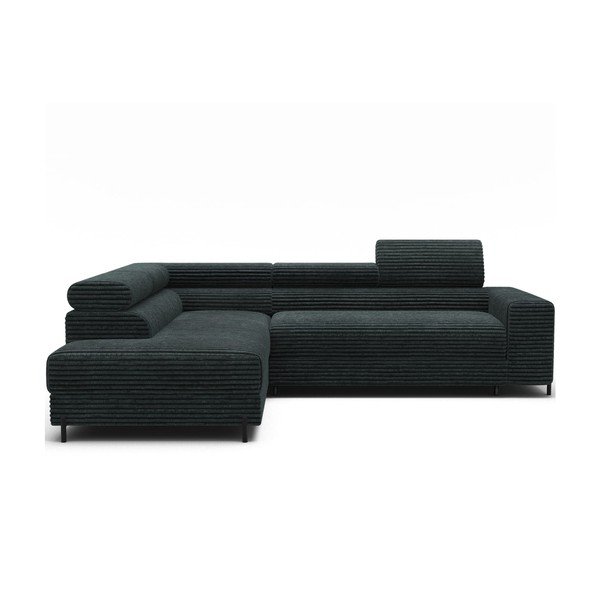 Žalios spalvos kampinė sofa iš kordinio velveto (su kairiuoju kampu/„L“ formos) Colesio – ELTAP