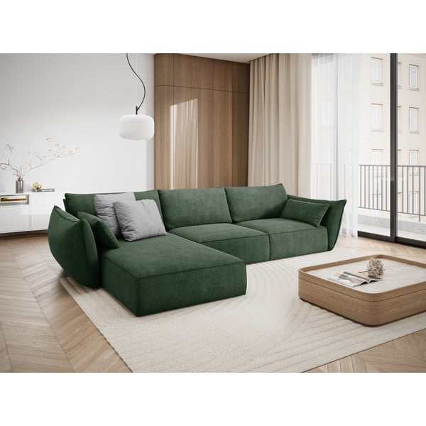 Tamsiai žalia kampinė sofa (kairysis kampas) Vanda - Mazzini Sofas-image-1