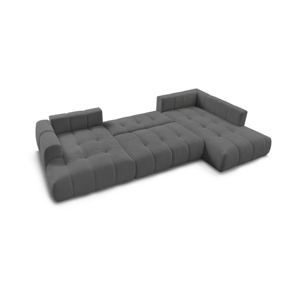 Tamsiai pilkos spalvos sulankstoma/su sandėliavimo vieta kampinė sofa (su dešiniuoju kampu/„U“ formos) Fuji – Bobochic Paris-image-4