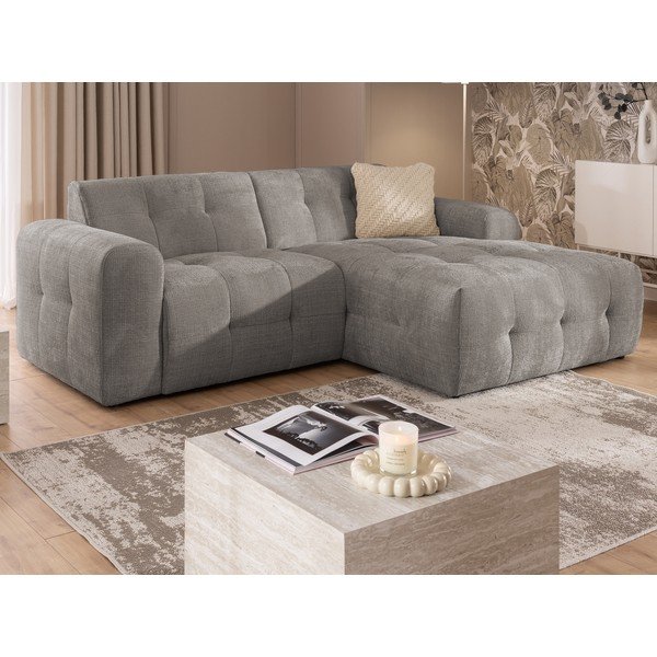 Pilkos spalvos kampinė sofa (su dešiniuoju kampu/su gultu) Melva – Ropez-image-3