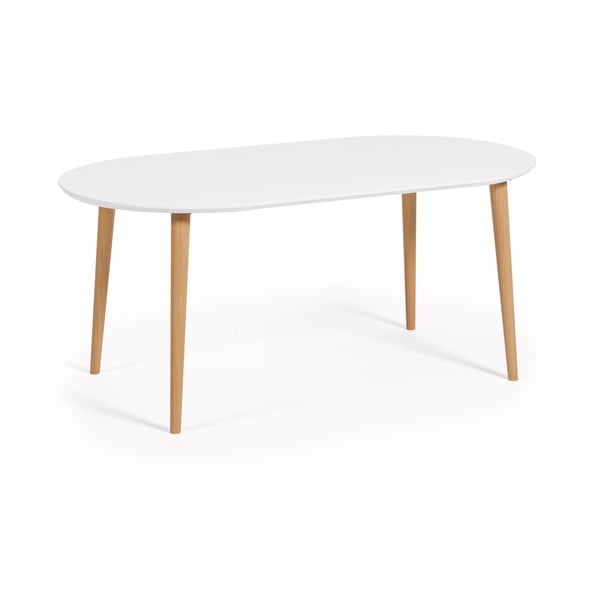 Apvalios formos prailginamas valgomojo stalas baltos spalvos su baltu stalviršiu ø 90 cm Oqui – Kave Home-image-4