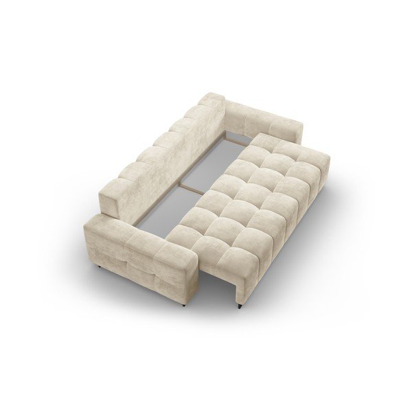 Smėlio spalvos iš velveto sulankstoma/su sandėliavimo vieta sofa 250 cm Wicklow – Cosmopolitan Design-image-3
