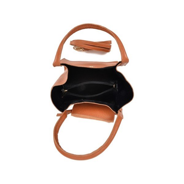 Konjako rudos spalvos odinė rankinė Roberta M Pola Cognac-image-4