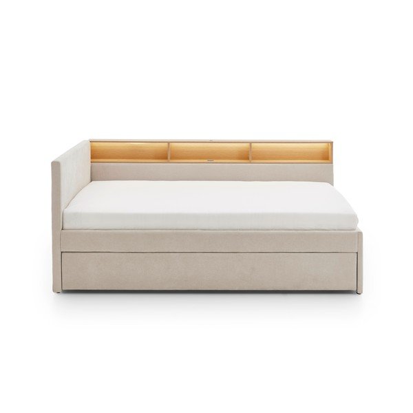 Smėlio spalvos kampinė vaikiška lova su sandėliavimo vieta be grotelių 90x200 cm Uno – Meise Möbel