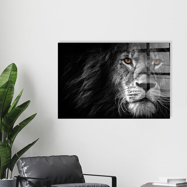 Paveikslas ant stiklo 70x50 cm Lion - Wallity-image-4
