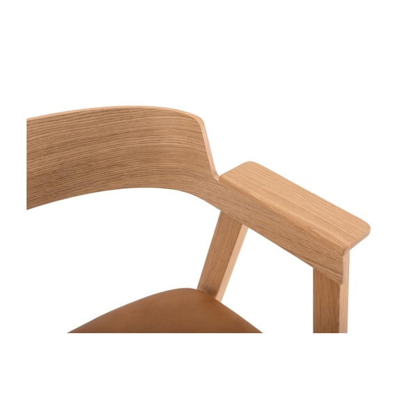 Rudos spalvos/natūralios spalvos iš odos valgomojo kėdė su porankiais Flip – Gazzda-image-4