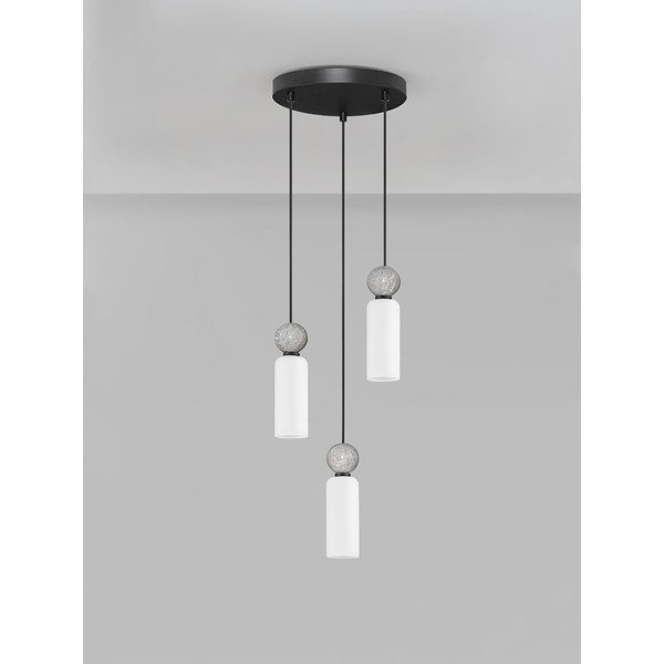 Matinės juodos spalvos iš akmens kabantis šviestuvas ø 25 cm su stiklo gaubtu Filomena – Nova Luce-image-3