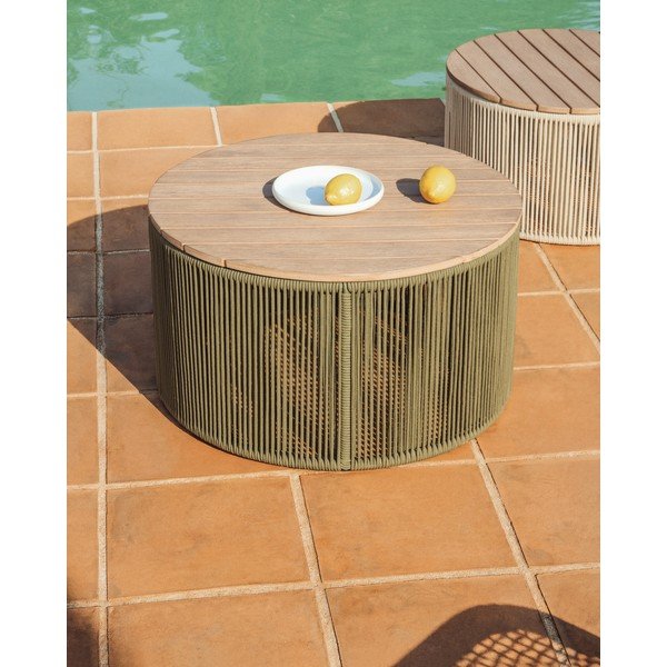 Apvalios formos sodo kavos staliukas su akacijos stalviršiu ø 70 cm Dandara – Kave Home-image-1