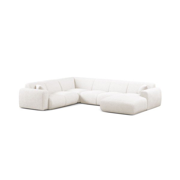 Baltos spalvos kampinė sofa iš boucle („U“ formos) Molino – Micadoni 