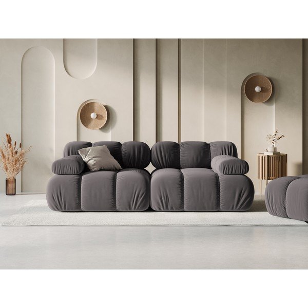 Sofa tamsiai pilkos spalvos iš velveto 188 cm Bellis – Micadoni Home-image-1