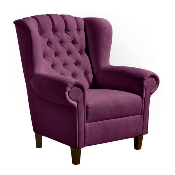 Tamsiai violetinis aksomo fotelis "Max Winzer Vary Velvet