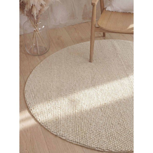 Rankų darbo kreminės spalvos iš vilnos apvalios formos kilimas ø 200 cm Richmond Diana – Ted Baker-image-4