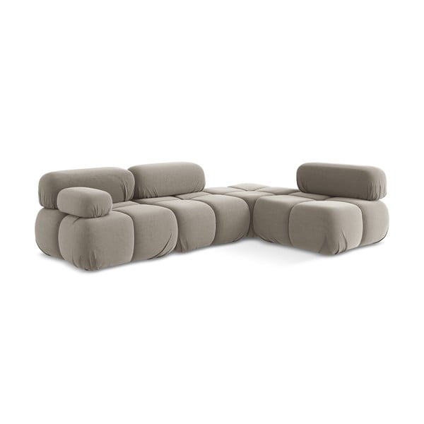 Smėlio spalvos iš velveto modulinė kampinė sofa (su dešiniuoju kampu) Lokua – Makamii-image-3