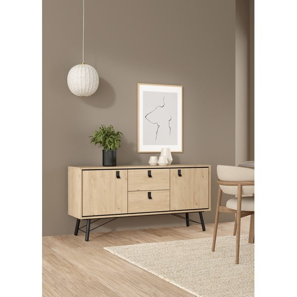 Natūralios spalvos šoninė spintelė iš ąžuolo 150x72x40 cm Ry – Tvilum-image-1