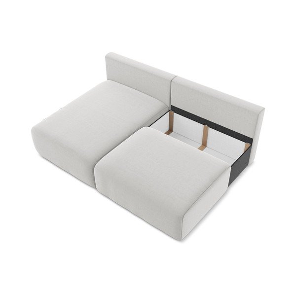 Šviesiai pilkos spalvos sulankstoma/su sandėliavimo vieta kampinė sofa iš velveto (su kairiuoju kampu/su gultu) Kalena – Makamii-image-4