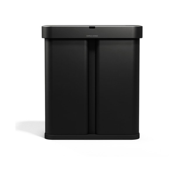 Juodos spalvos iš plieno šiukšliadėžė 34+24 l rūšiavimui/bekontaktė Dual Sensor – simplehuman-image-2