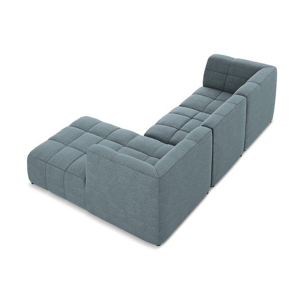 Mėlynos spalvos kampinė sofa iš boucle (su dešiniuoju kampu/su gultu) Aloha – Makamii-image-4