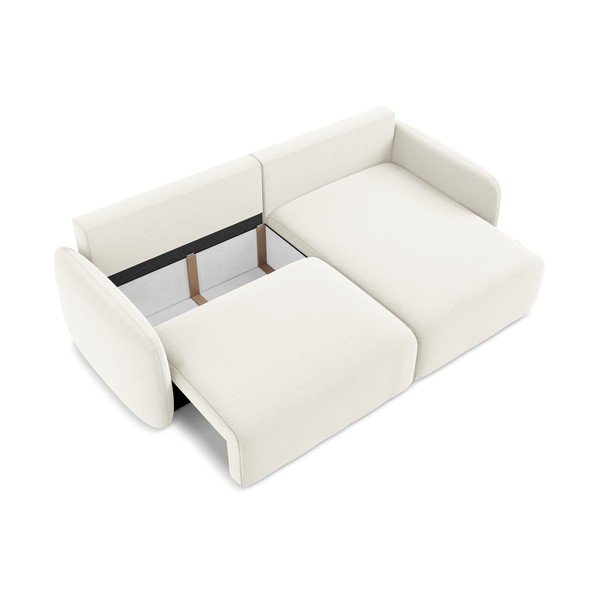 Kreminės spalvos sulankstoma/su sandėliavimo vieta kampinė sofa iš velveto (su dešiniuoju kampu/su gultu) Kalena – Makamii-image-4