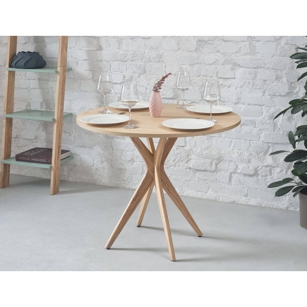 Apvalios formos prailginamas valgomojo stalas su uosio dekoro stalviršiu 45x90 cm Jubi – Ragaba-image-1