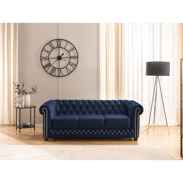 Mėlynos spalvos sulankstoma sofa iš velveto 203 cm York Blik – Ropez-image-1