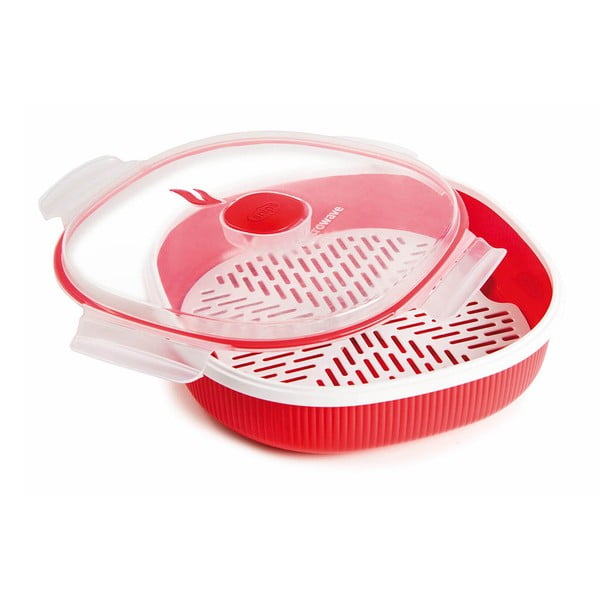 Raudonos spalvos rinkinys skirtas maistui garinti mikrobangų krosnelėje Snips Dish Steamer, 2 l