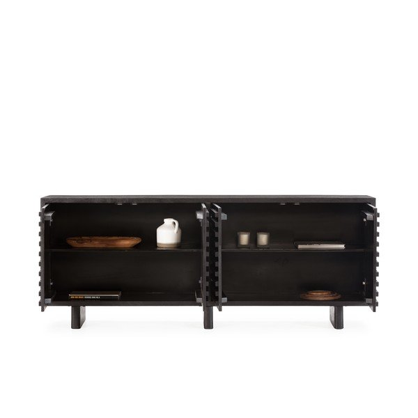 Juodos spalvos iš mango masyvo šoninė spintelė 200x80x40 cm Inaya – MOME-image-4