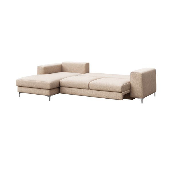 Smėlio spalvos iš boucle sulankstoma/su sandėliavimo vieta kampinė sofa (su kairiuoju kampu/su gultu) Rene – Rodier-image-3
