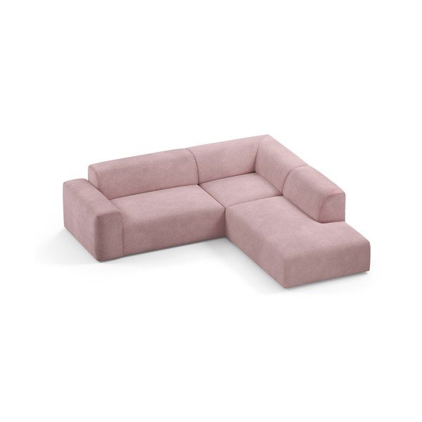 Rožinė aksominė kampinė sofa Marie Claire Home Karen, 260 cm, dešinysis kampas-image-3