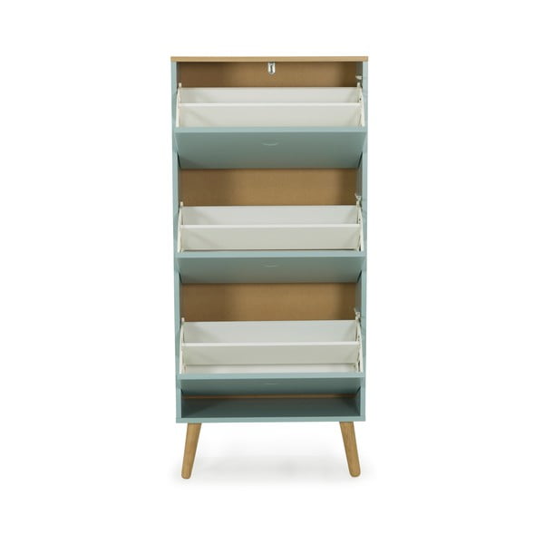 Žalia batų lentyna su ąžuolo medžio kojomis ir 3 lentynomis Tenzo Dot-image-2