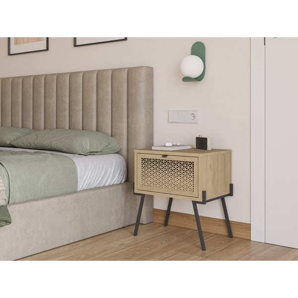 Naktinis staliukas natūralios spalvos iš ąžuolo Ecrin – Marckeric-image-1