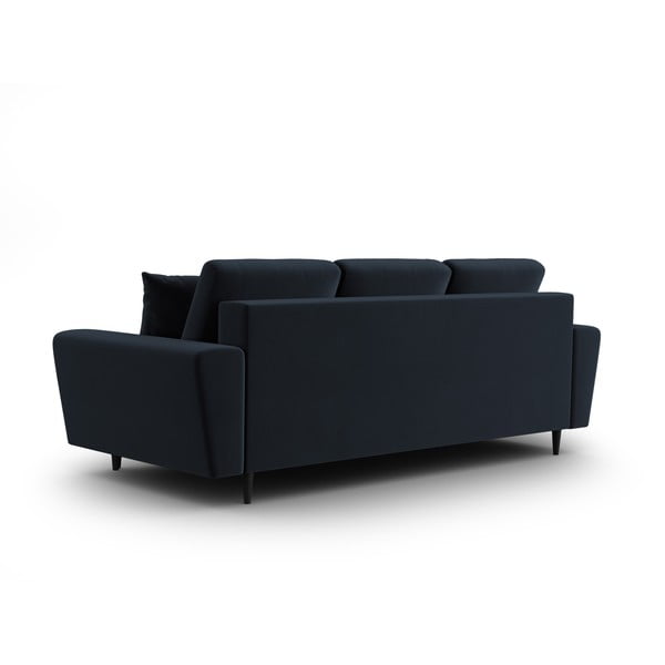 Tamsiai mėlynos spalvos iš velveto sulankstoma/su sandėliavimo vieta sofa 235 cm Kyoto – Cosmopolitan Design-image-3