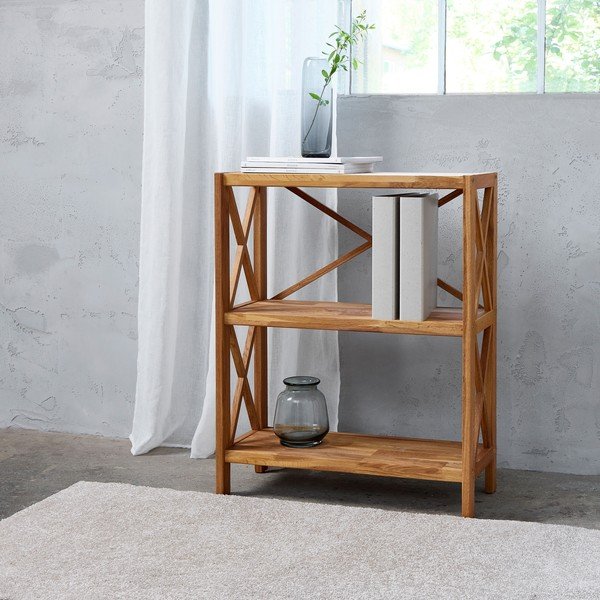 Iš ąžuolo masyvo pastatoma lentyna natūralios spalvos 70x87 cm X-Shelf – Unique Furniture-image-1