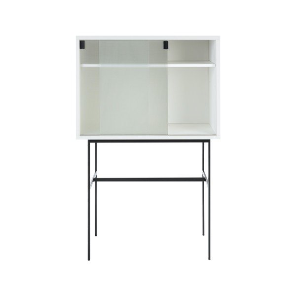 Pilkai smėlinės spalvos vitrina su stumdomomis durimis 70x109x40 cm Lekko – noo.ma-image-2