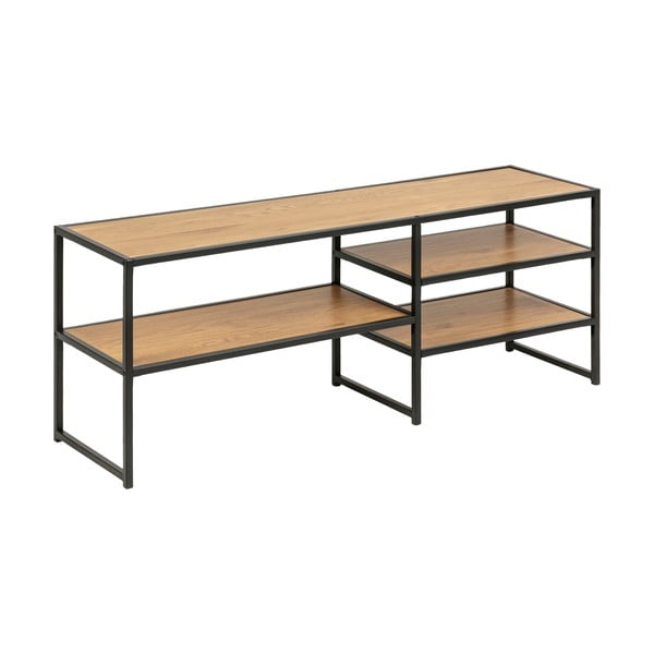 TV spintelė juodos spalvos/natūralios spalvos iš ąžuolo 120x46 cm Seaford – Actona-image-2