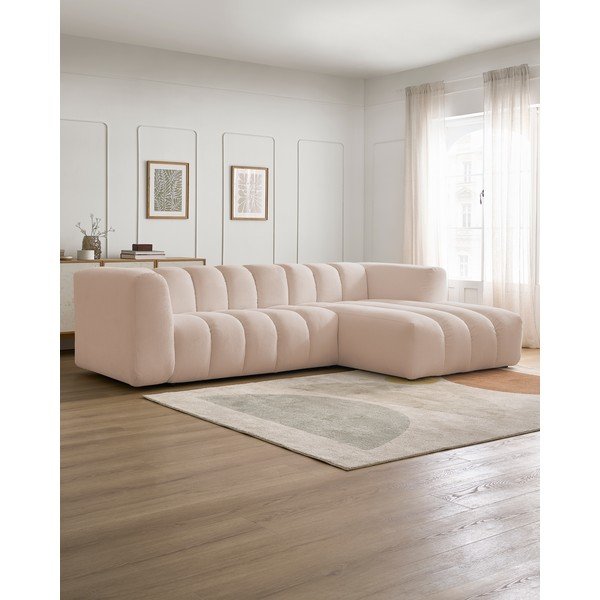 Smėlio spalvos kampinė sofa (su dešiniuoju kampu/su gultu) Talia – Bobochic Paris-image-1