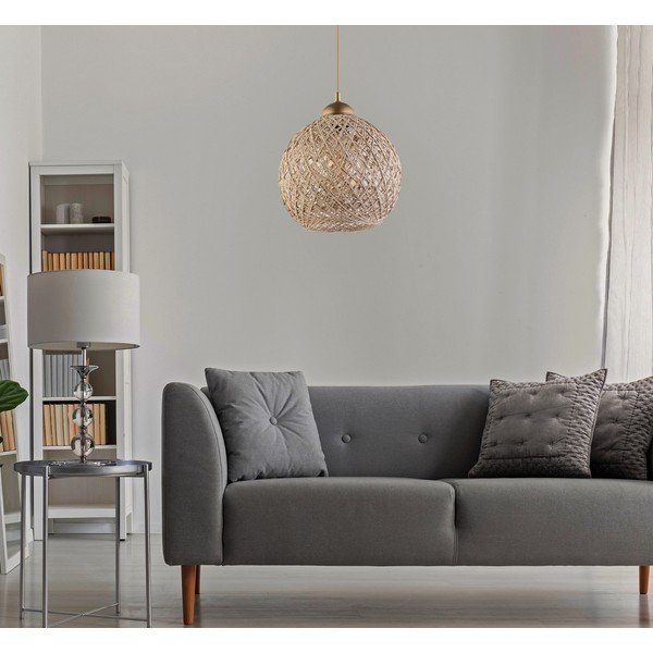 Kabantis šviestuvas smėlio spalvos/auksinės spalvos ø 24 cm iš džiuto – Opviq lights-image-1