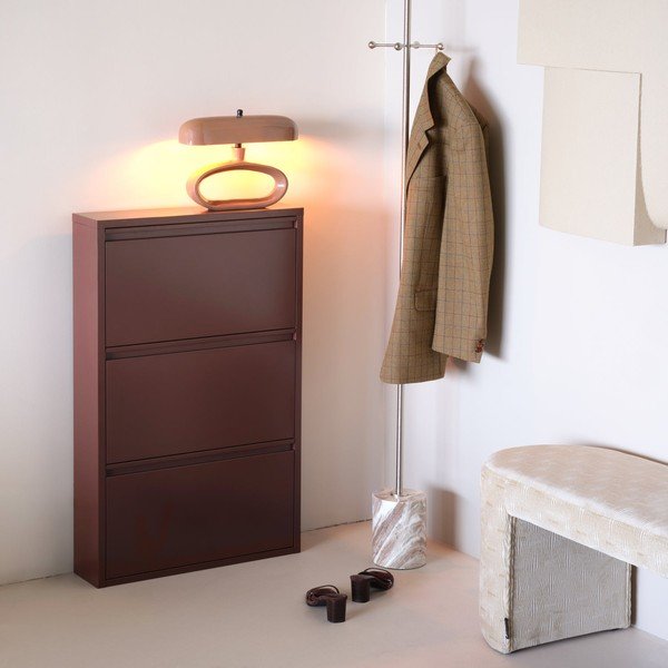 Bordo spalvos iš metalo atlenkiama spintelė batams 66x103x16 cm Sabine – WOOOD-image-1