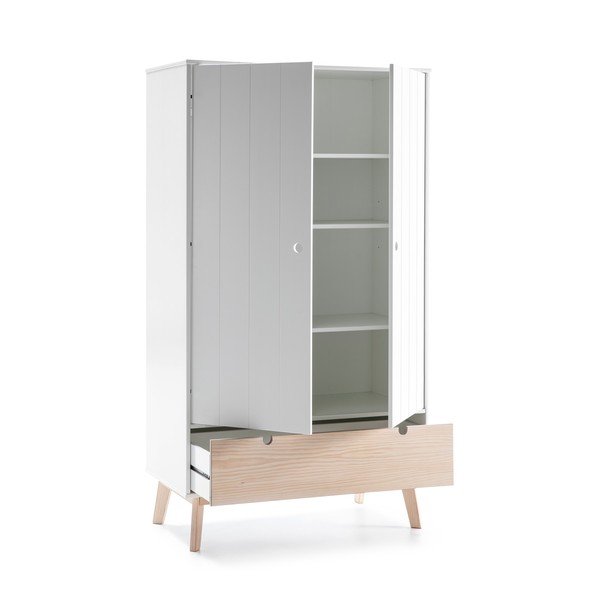 Balta vaikiška spinta su pušies medienos kojomis Marckeric Kiara-image-3