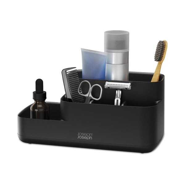Iš plastiko vonios organizatorius juodos spalvos EasyStore – Joseph Joseph