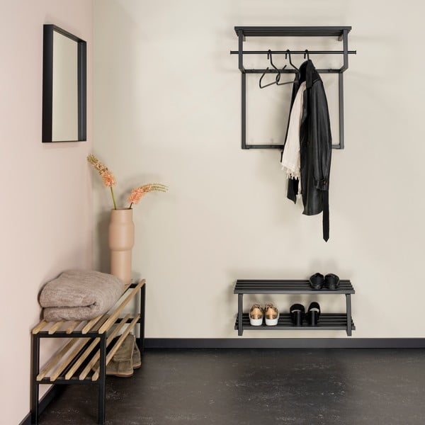 Juodos spalvos iš metalo pakabinama spintelė batams 71x26x34 cm Marco – Spinder Design-image-4