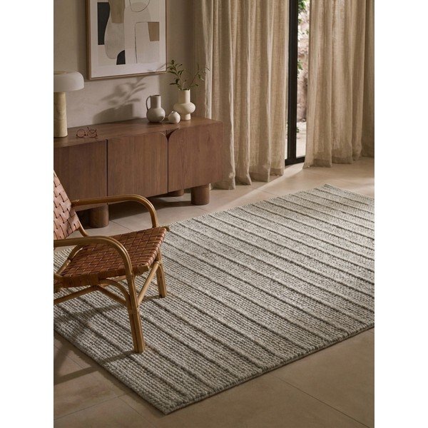 Rankų darbo pilkos spalvos iš vilnos kilimas 80x150 cm Camden Parker – Ted Baker-image-1