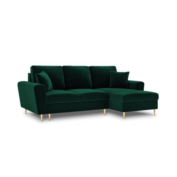 Žalios spalvos iš velveto sulankstoma/su sandėliavimo vieta kampinė sofa (su dešiniuoju kampu/su gultu) Kyoto – Cosmopolitan Design-image-4