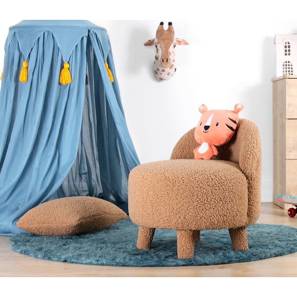 Vaikiškas krėslas rudos spalvos iš boucle Moouv – Artie-image-1