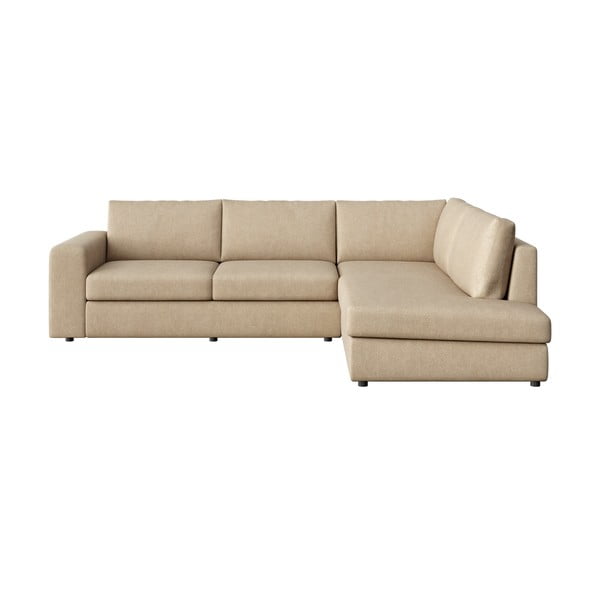 Šviesiai rudos spalvos iš velveto kampinė sofa (su dešiniuoju kampu/„L“ formos) Baga – Rodier