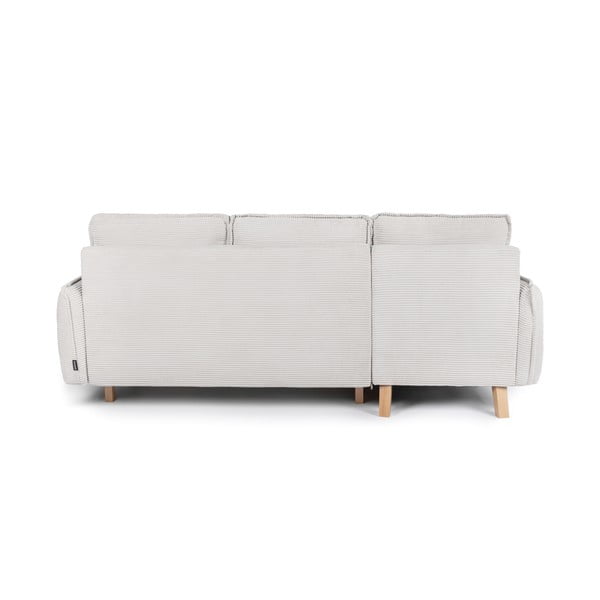 Sulankstoma (kintama) kampinė sofa smėlio spalvos iš kordinio velveto Tori – Bonami Selection-image-4