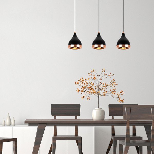 Kabantis šviestuvas juodos spalvos/vario spalvos su metaliniu gaubtu Yildo – Opviq lights-image-1