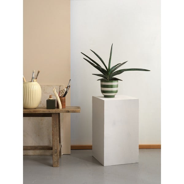 Tamsiai žalios ir baltos spalvos keramikinis vazonas Kähler Design Nuovo, ø 15 cm-image-4