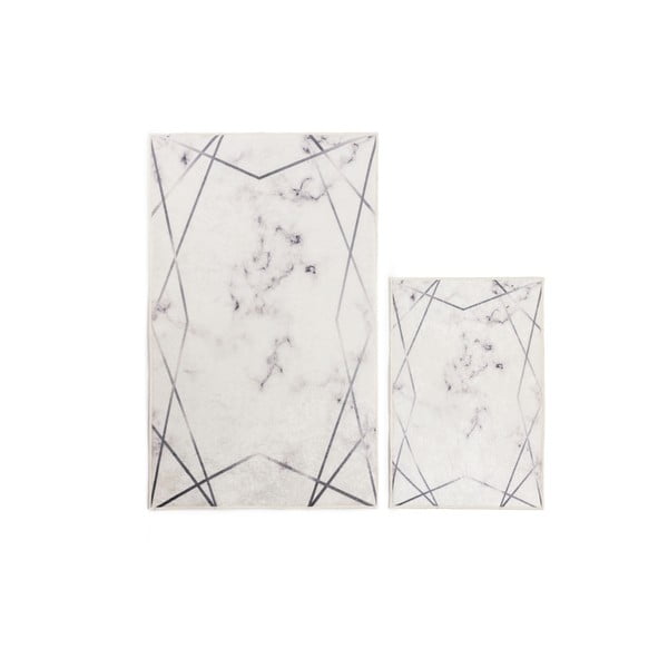Vonios kilimėliai baltos spalvos/pilkos spalvos 2 vnt. 60x100 cm Geometric – Mila Home
