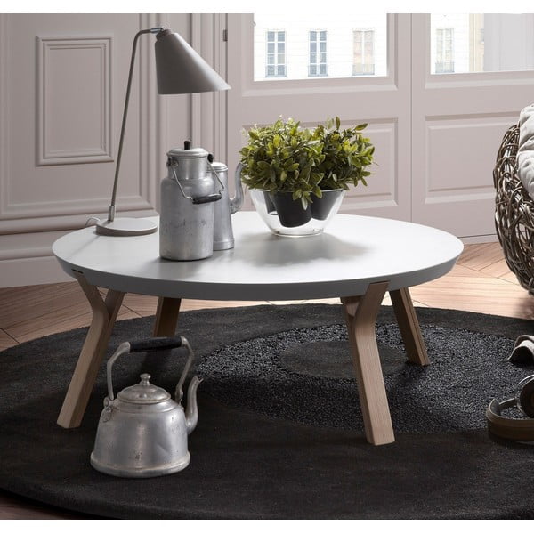 Baltas kavos staliukas Kave Home Solid, Ø 90 cm-image-1