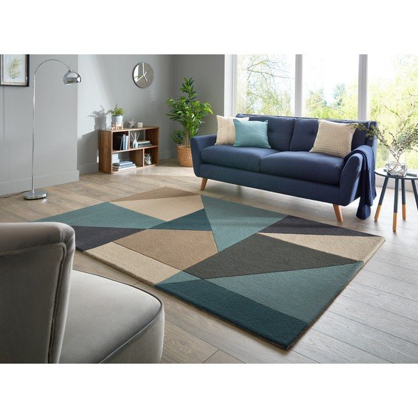 Mėlynai smėlio spalvos vilnonis kilimas 230x160 cm Arlo Harper - Flair Rugs-image-1